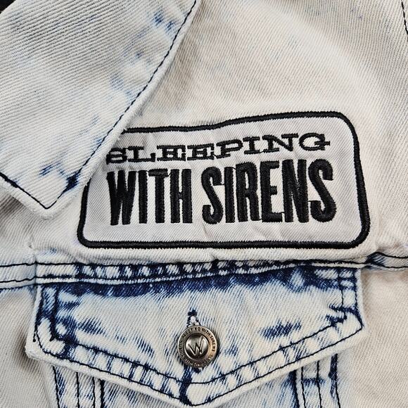 Sleeping with Sirens Denim Vest Adult 2XL Acid Wash Rock Band - Picture 4 of 11